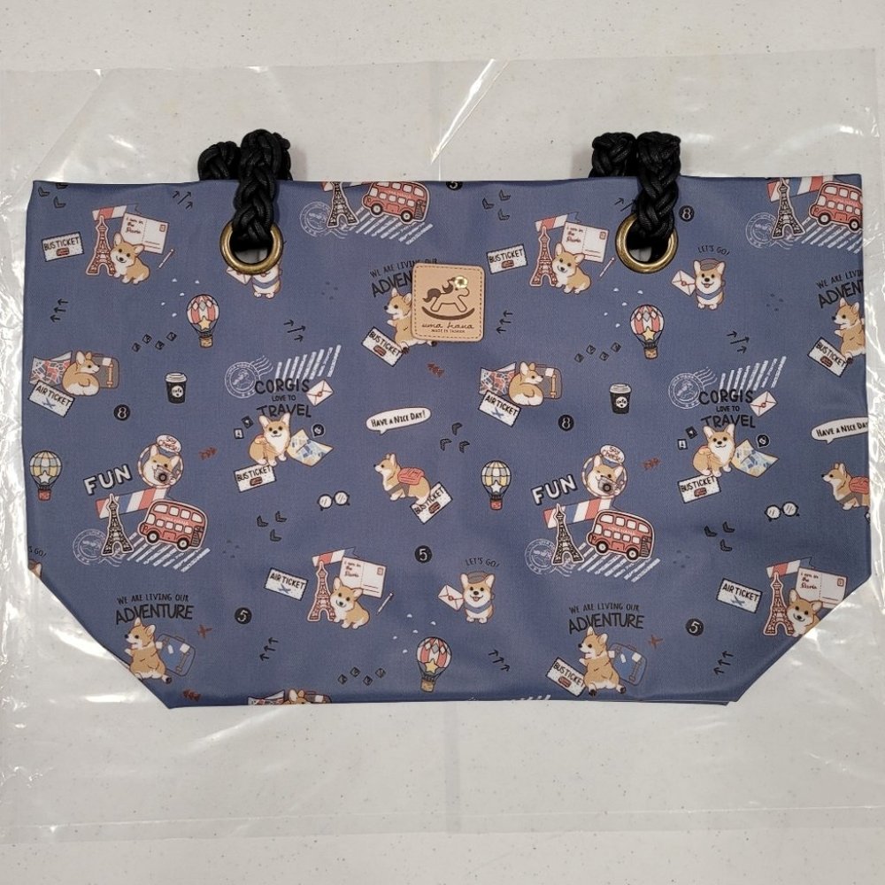 Waterproof Corgi Woven Tote Shoulder Bag - Picture 5 of 13